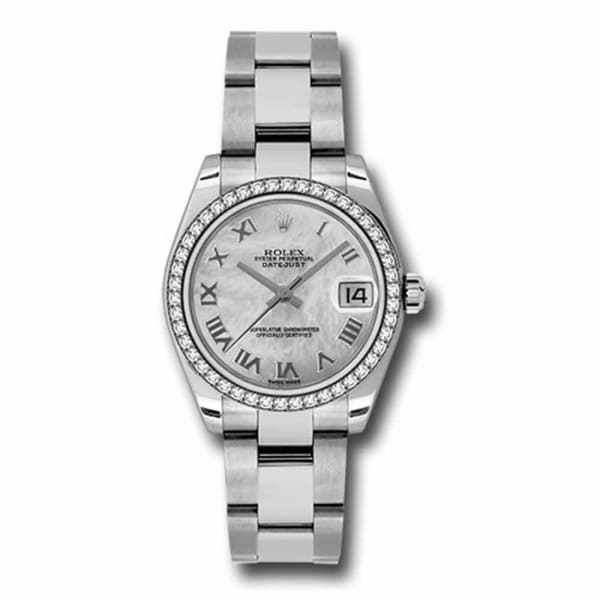 Rolex, Datejust 31 Watch White Mother of pearl dial, Diamond bezel, Steel Oyster 178384-0022