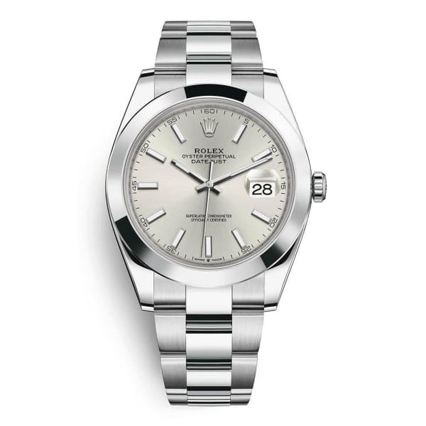 Rolex, Datejust 41mm, Stainless Steel Oyster bracelet, Silver dial Smooth bezel, Men's Watch, Ref. # 126300-0003