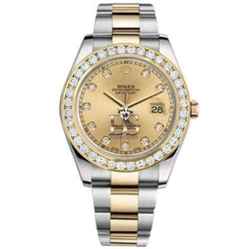 Rolex, Datejust II 41mm, Two-Tone Stainless Steel and 18k Yellow Gold Oyster bracelet, Champagne diamond dial Diamond bezel, Stainless steel and 18k Yellow gold Case Men's Watch 116300CDOFDB