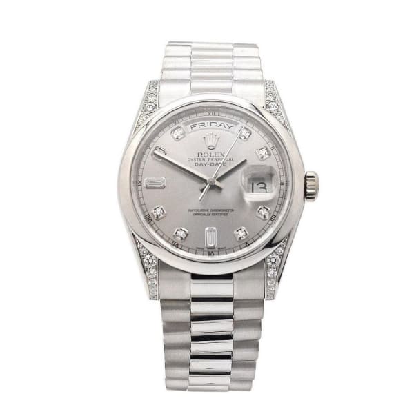 Rolex, Day-Date 36 Presidential, Platinum, Rhodium Diamonds dial, Watch 118296