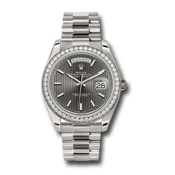 Rolex, Day-Date 40 Presidential Dark Rhodium dial, Watch Diamond Bezel, President bracelet, White gold 228349rbr-0008