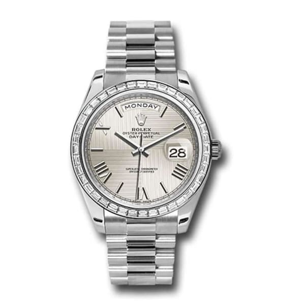Rolex, Day-Date 40 Presidential Silver dial, Diamond Bezel, President bracelet, Watch 228396tbr-0025