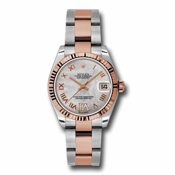 Rolex, Ladies Watch Datejust 31mm Mother of pearl dial, Fluted bezel, Stainless steel, and 18k Rose gold Oyster, 178271 mdro