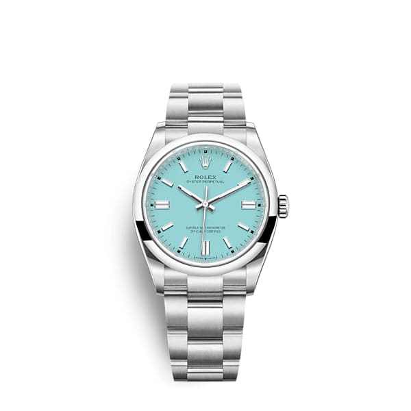 Rolex, Oyster Perpetual 36 mm Turquoise Blue Dial Swiss Watch, Ref. # 126000-0006