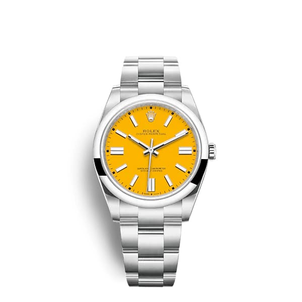 Rolex, Oyster Perpetual 41 mm Yellow Dial Swiss Watch, Ref. # 124300-0004