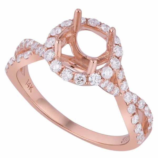 Romantic elegant halo setting 18k rose gold ring with .55ct diamonds KR09105A1XD100, Main view