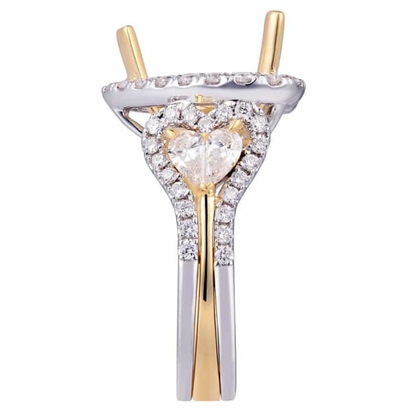 Romantic lovely heart design halo setting 18k white and yellow gold ring with 1.30ct diamonds KR12474XD400, Side edge