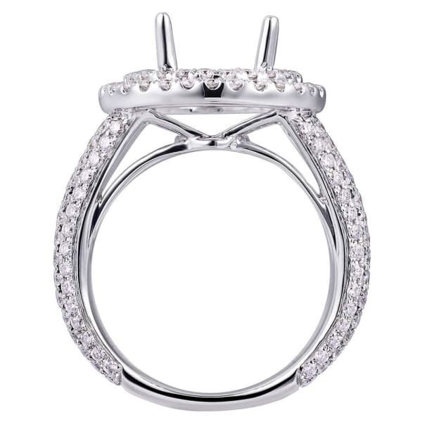 Romantic luxury double halo setting 18k white gold ring with 1.40ctw diamonds KR09104XD300, Profile