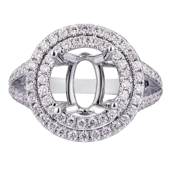Romantic luxury double halo setting 18k white gold ring with 1.40ctw diamonds KR09104XD300