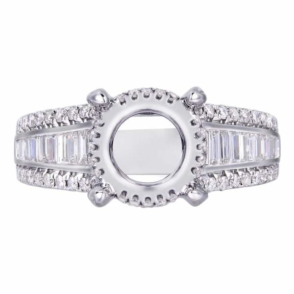 Sparkling solitaire setting white gold ring is accentuated with dazzling .85ct white round diamonds KR12477XD250