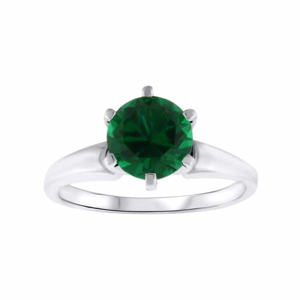Stunning 14k white gold cocktail emerald fashion engagement ring R-1000