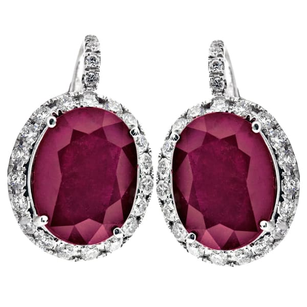 Stunning 14k white gold diamond and ruby earrings EAR-173800