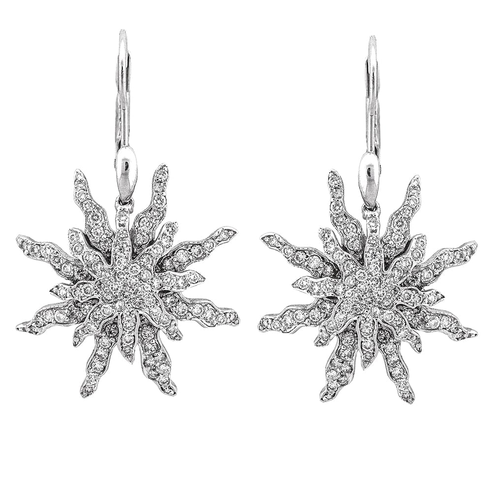 Stunning 18K white gold diamond long earrings KE004550NO-1