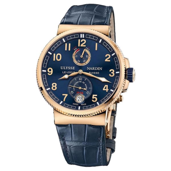 Ulysse Nardin, Marine Chronometer Manufacture 43mm Rose Gold Leather Strap Watch, Ref. # 1186-126/E0