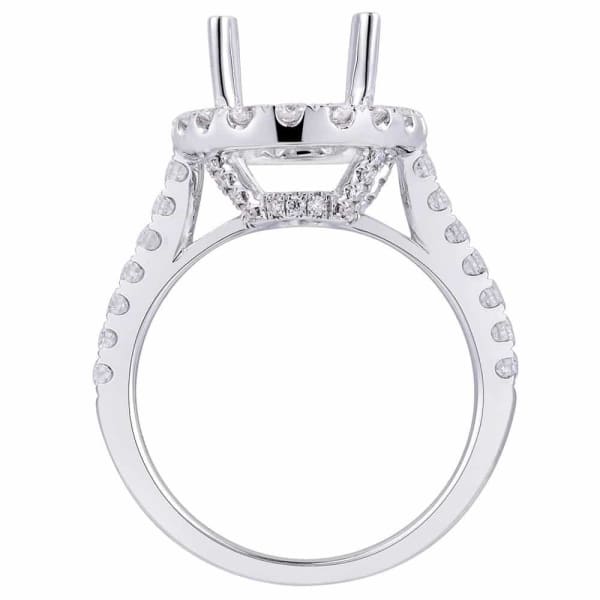 Unique modern design halo setting 18k white gold ring .95ctw diamonds KR12472XD300, Profile