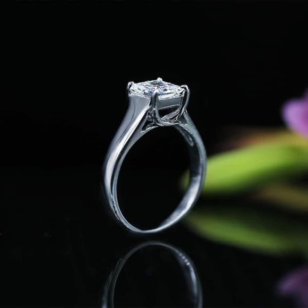 White Gold Engagement Ring with Solitaire 1.10ct Princess Cut Diamond RN-12750, Main view