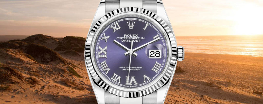 genu9ine Rolex Datejust Purple Dial Watches for Sale by Diamond Source NYC