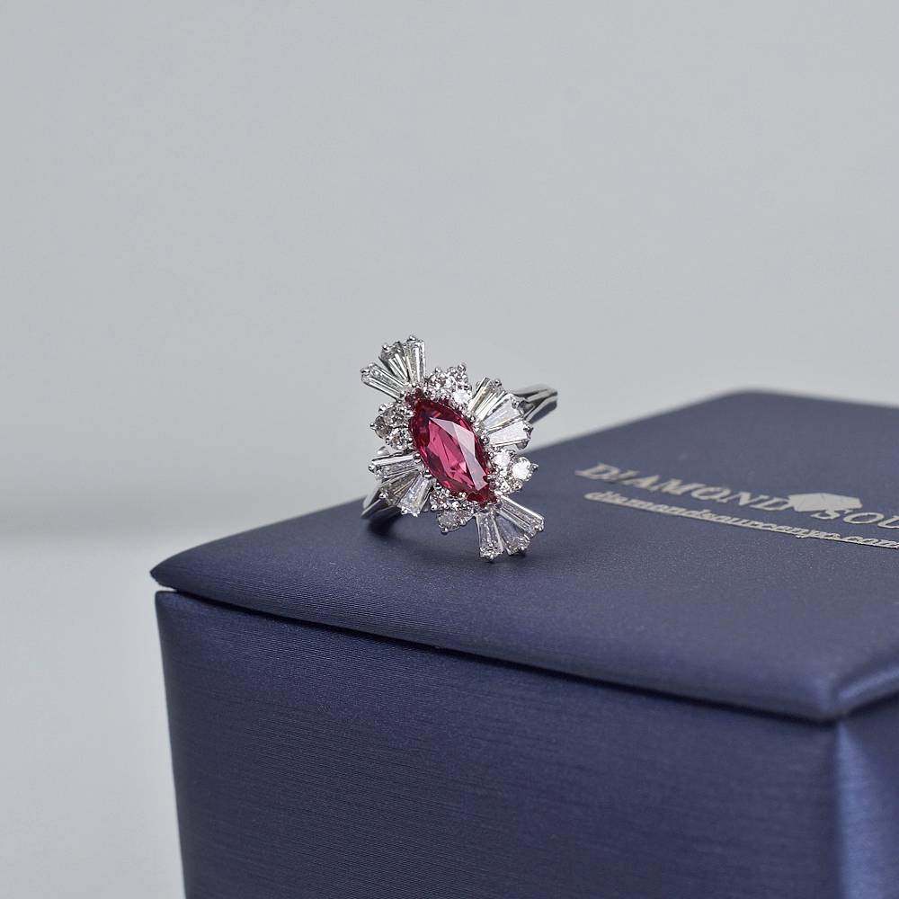 1.00ct Red Ruby Fashion Ring in 18k White Gold, RN-172000-1