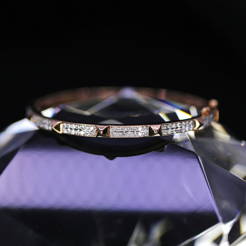 14k Rose Gold Diamond Bangle Bracelet features 1.00ct of TDW