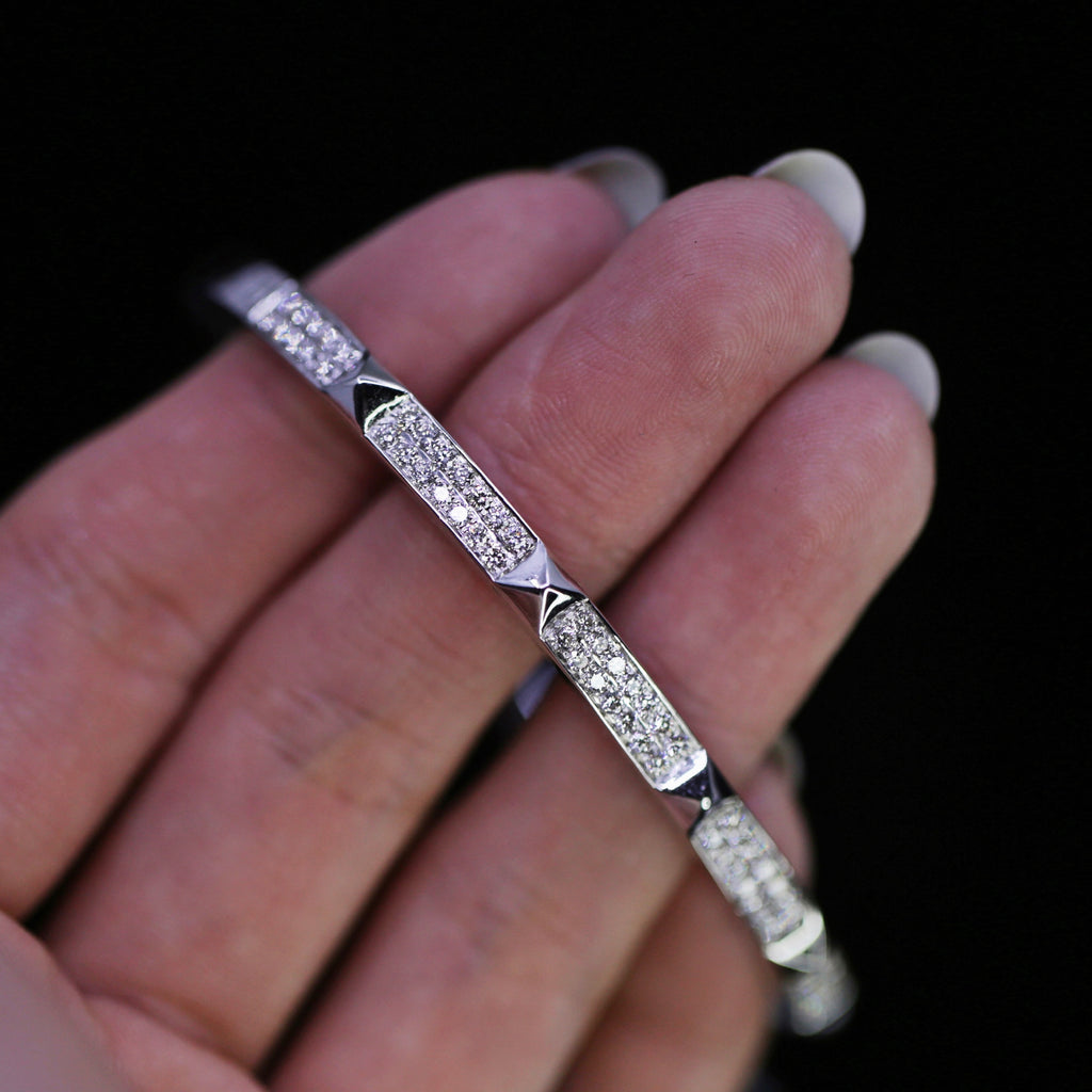 14k White Gold Diamond Bangle Bracelet features 1.18ct of TDW