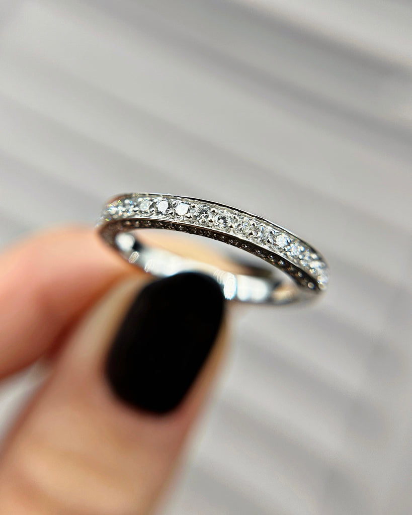 14k White Gold Wedding Band with 0.75ct Diamonds BA-2505