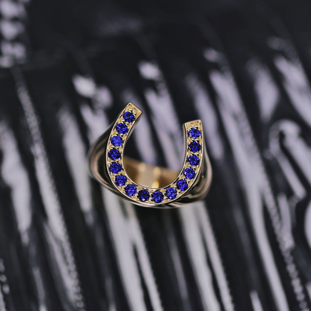 14k Yellow Gold Cocktail Ring features 20ct. Blue Sapphire CR-456456