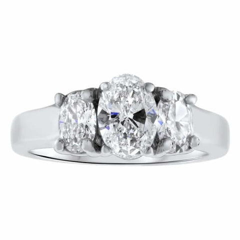 14kt Engagement Three Stone Ring With Total 1.50ct Oval Cut DS-4562001