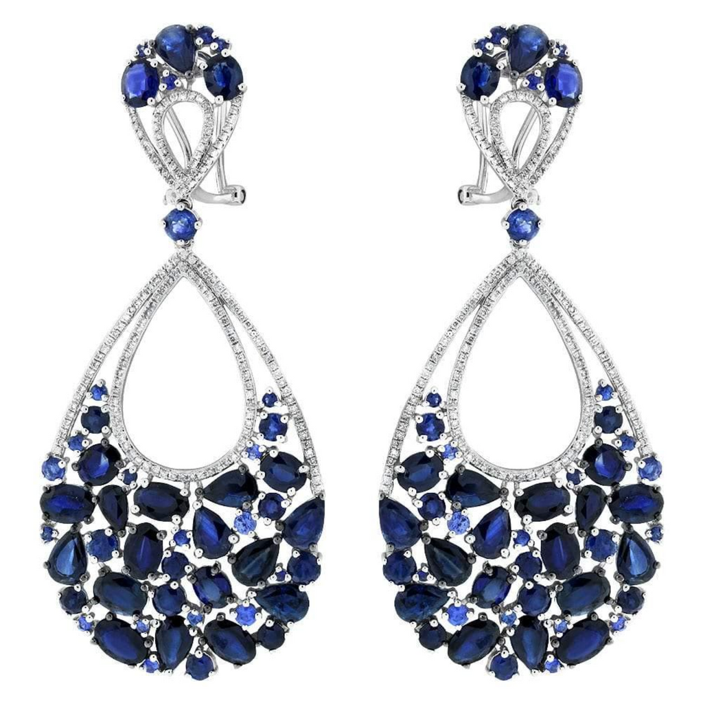 18k White Gold Fashion Chandelier Earrings with Sapphires DE1152