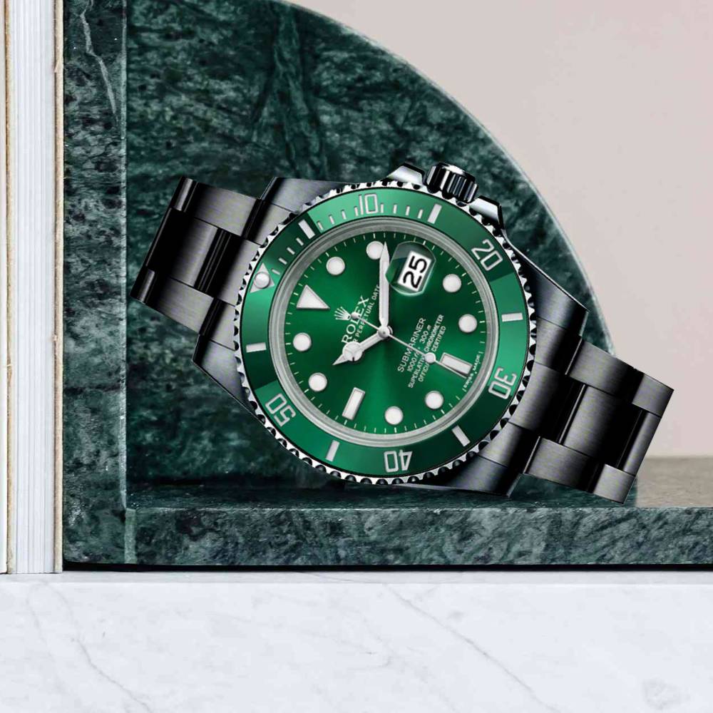 2017 Rolex Submariner Date 40mm - Ref: 116610lv-0002 (PVD) - Green Dial, Black PVD Stainless Steel Oyster Bracelet Watch