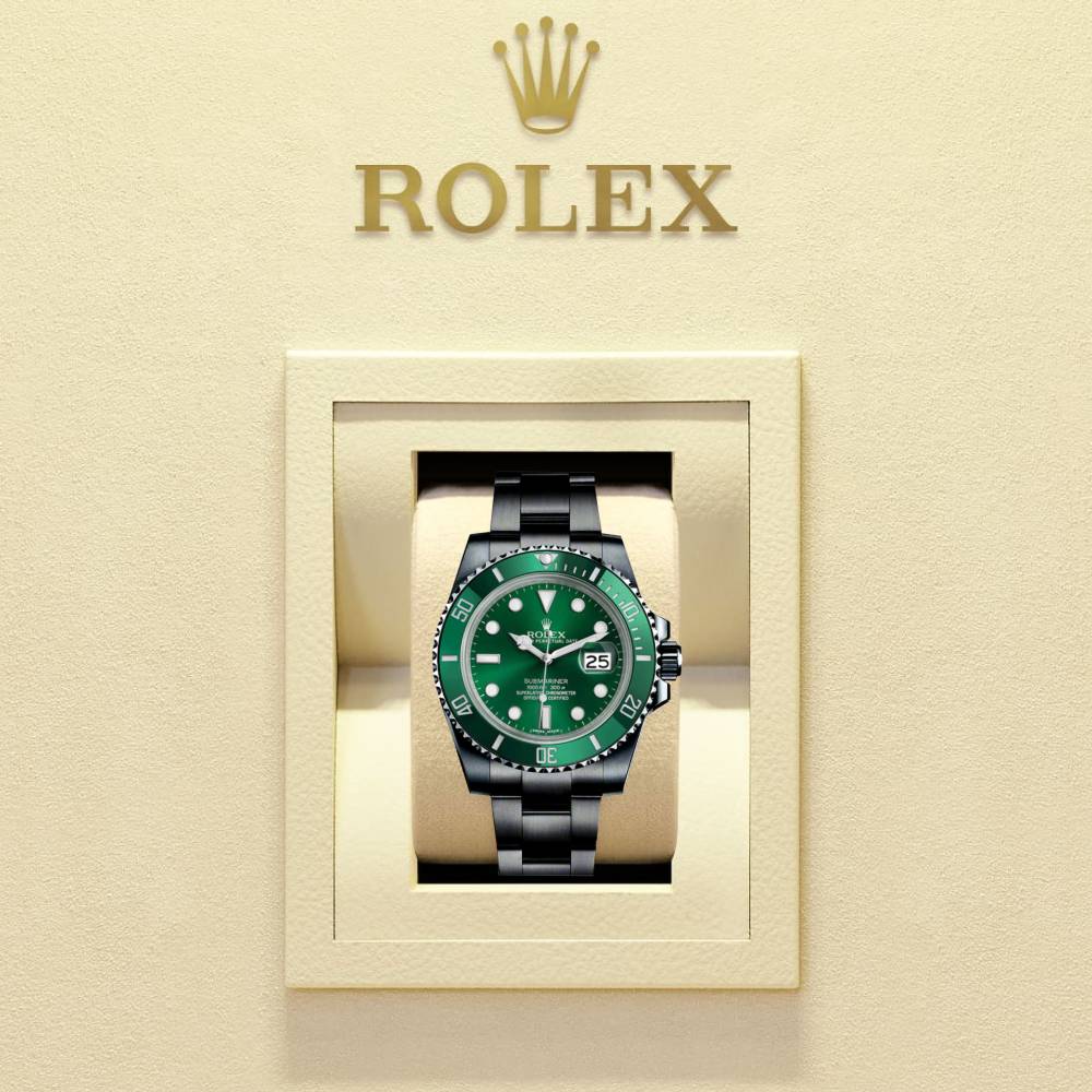 2017 Rolex Submariner Date 40mm - Ref: 116610lv-0002 (PVD) - Green Dial, Black PVD Stainless Steel Oyster Bracelet Watch