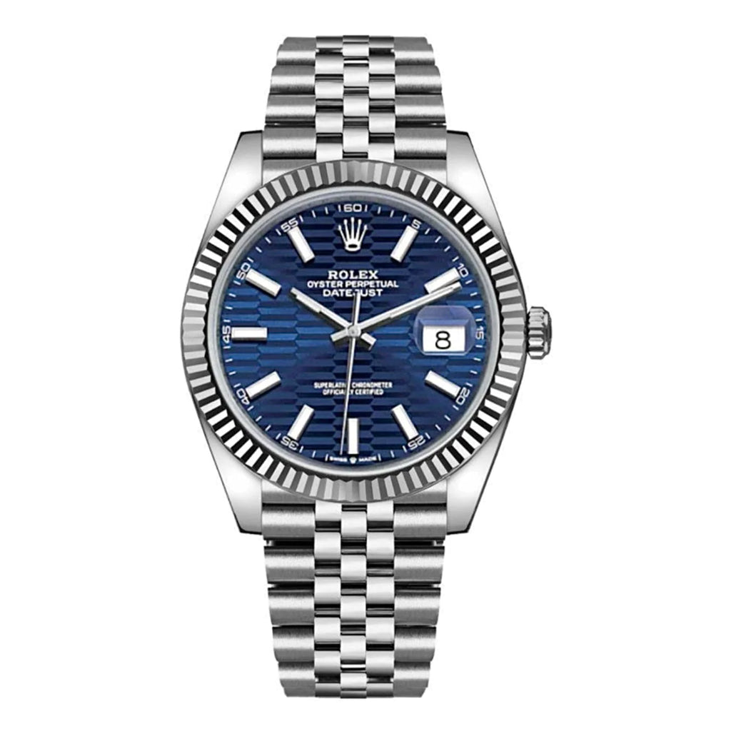 2023 Model Rolex Datejust 41mm Stainless Steel Jubilee bracelet | Blue Motif dial Fluted bezel 126334