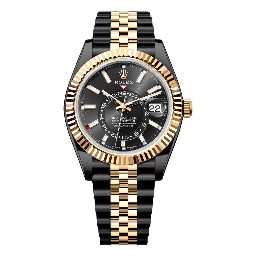 2023 Release Black Rolex DLC-PVD Sky-Dweller 42mm | Two-Tone Black DLC-PVD Stainless Steel and 18k Yellow gold Jubilee bracelet | Black dial Fluted bezel | Men's Watch 336933-pvd-2