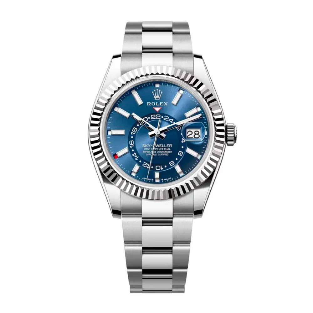 2024 Model Rolex Sky-Dweller 42mm - Ref: 336934 - Bright Blue Stick Dial, Stainless Steel Oyster Bracelet Watch