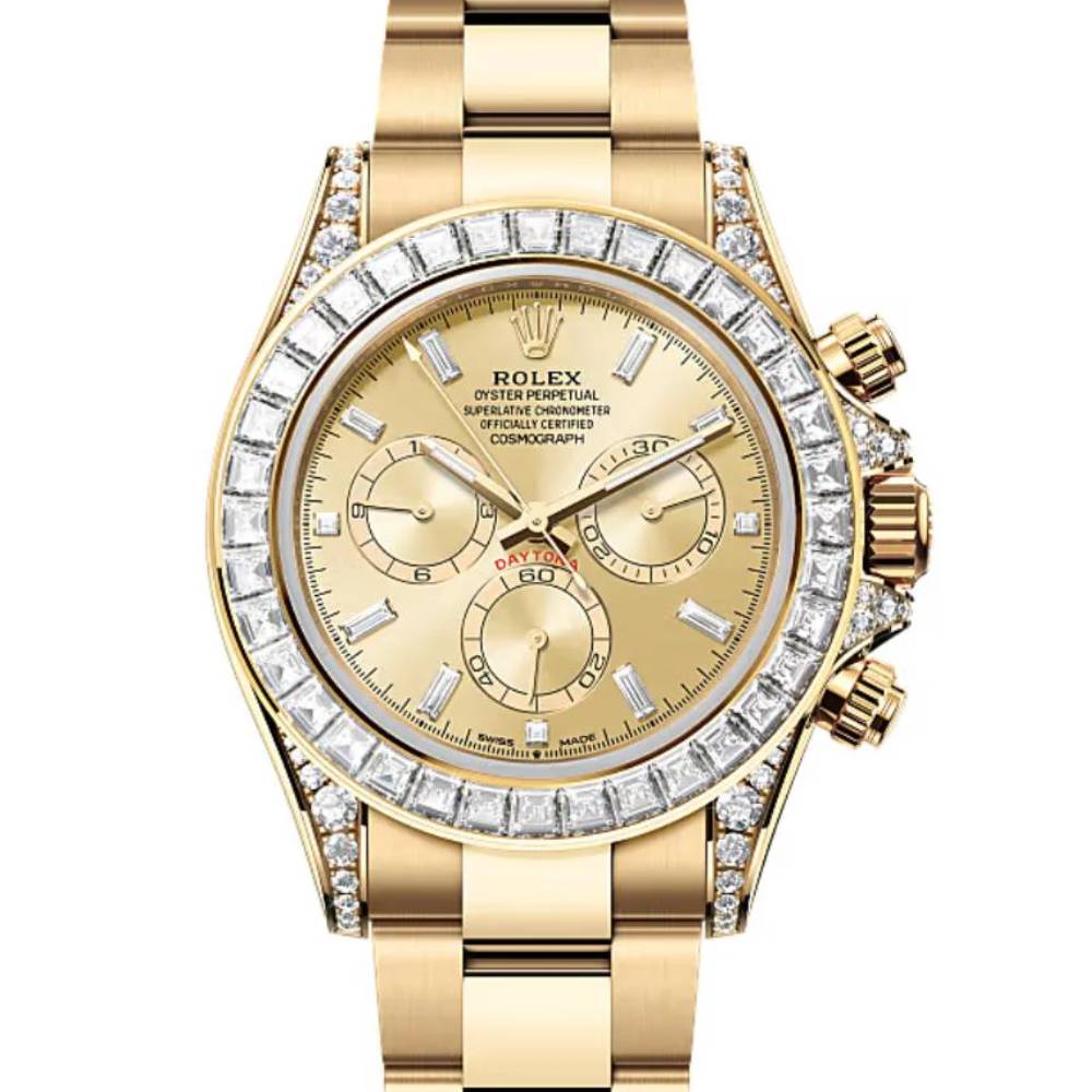 2024 Release Rolex Cosmograph Daytona 40 mm | 18k yellow gold bracelet | Golden Diamond dial Diamond bezel | Men's Watch 126598TBR