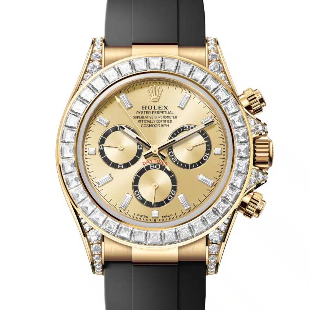 2024 Release Rolex Cosmograph Daytona 40 mm | Oysterflex bracelet | Golden Diamond dial Diamond bezel | 18k yellow gold Case Men's Watch 126538TBR