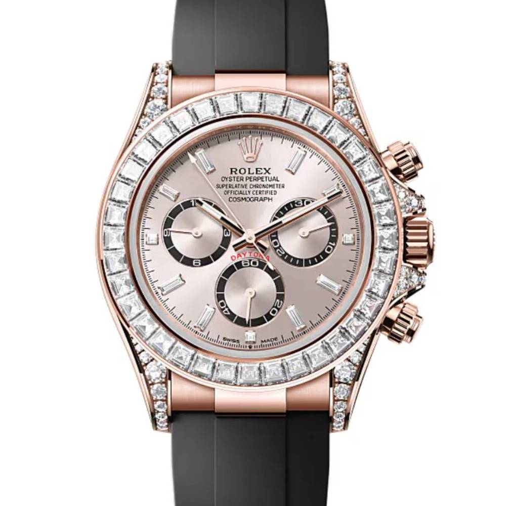 2024 Release Rolex Cosmograph Daytona 40 mm | Oysterflex bracelet | Sundust Diamond dial Diamond bezel | 18k Everose gold Case Men's Watch 126535TBR