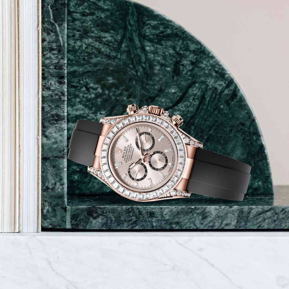 2024 Release Rolex Cosmograph Daytona 40 mm | Oysterflex bracelet | Sundust Diamond dial Diamond bezel | 18k Everose gold Case Men's Watch 126535TBR