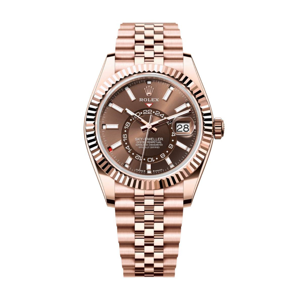 2024 Release Rolex Sky-Dweller 42 mm | 18k Everose Gold Jubilee Bracelet | Chocolate dial Fluted bezel | 18k Everose gold Case Men's Watch 336935