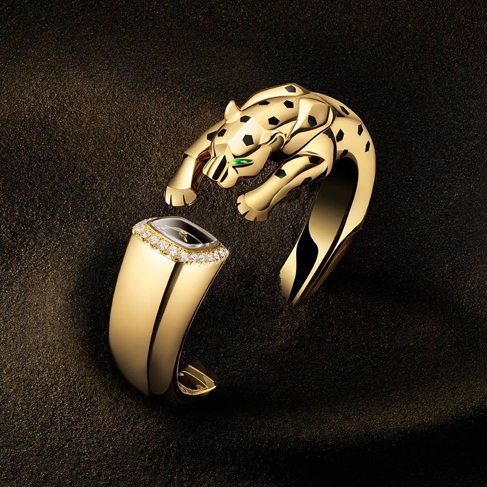 2025 Model Cartier Panthere Jewellery 160mm Watch - Ref: HPI01706 - Black Dial in 18k Yellow Gold Bracelet