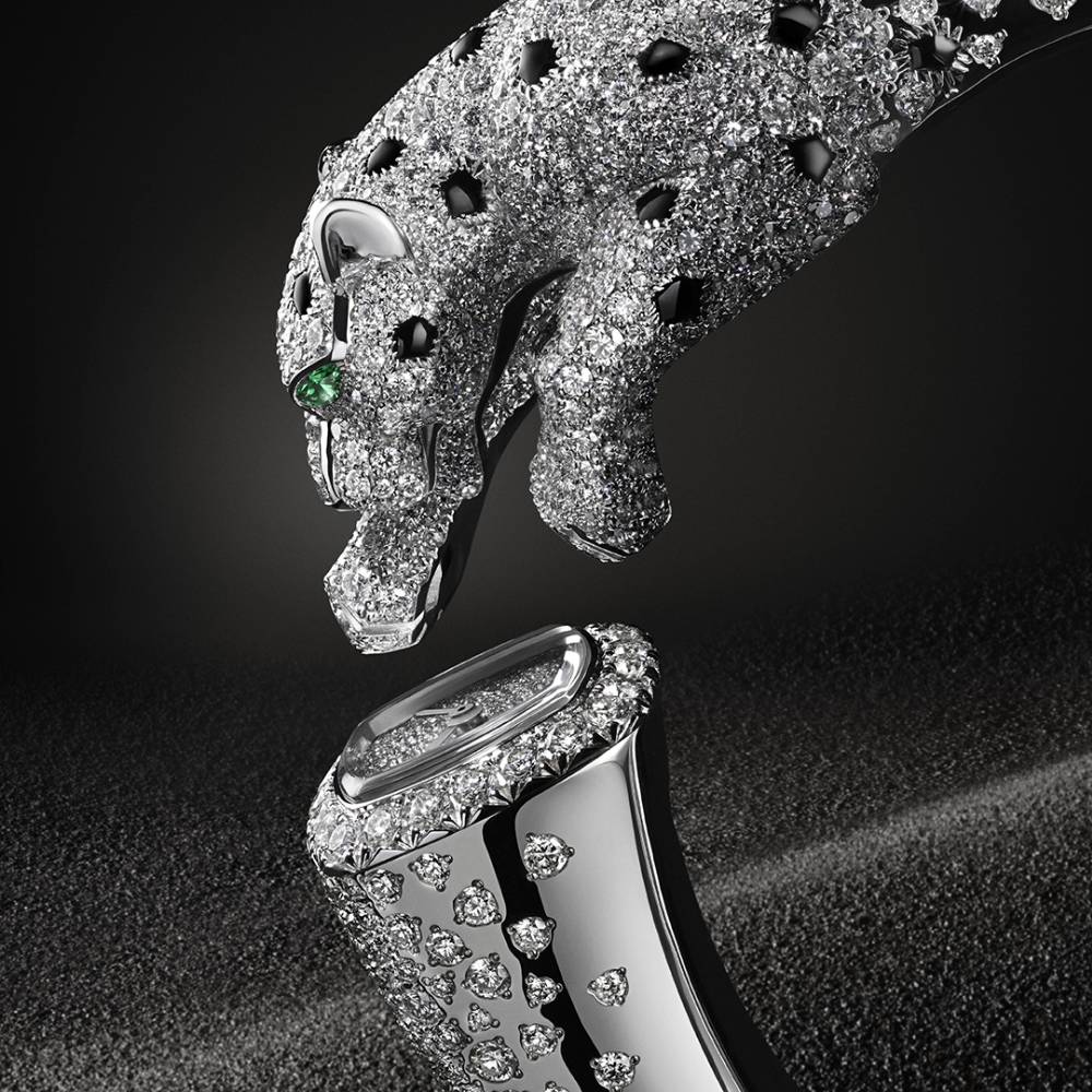 2025 Model Cartier Panthere Jewellery 160mm Watch - Ref: HPI01712 - Diamond Dial in 18k White Gold and Diamonds Bracelet