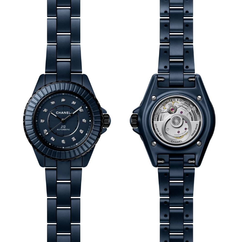 2025 Model Chanel J12 BLEU Calibre 12.2, 33mm Watch - Ref: H9657 - Matte Blue Dial in Ceramic and Steel Case