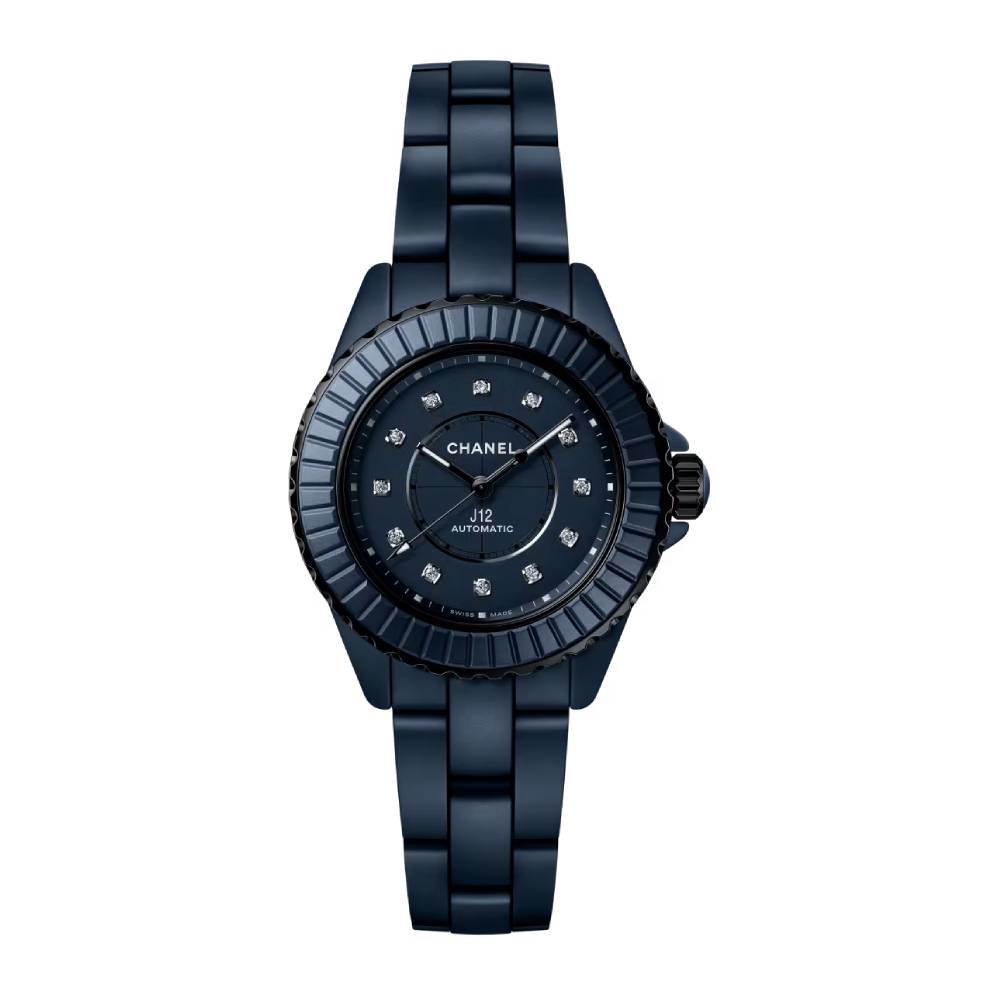 2025 Model Chanel J12 BLEU Calibre 12.2, 33mm Watch - Ref: H9657 - Matte Blue Dial in Ceramic and Steel Case