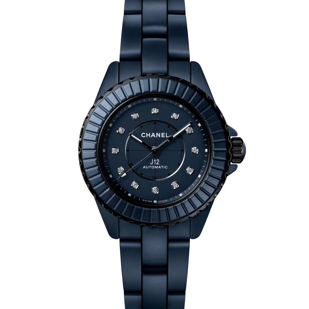 2025 Model Chanel J12 BLEU Calibre 12.2, 33mm Watch - Ref: H9657 - Matte Blue Dial in Ceramic and Steel Case