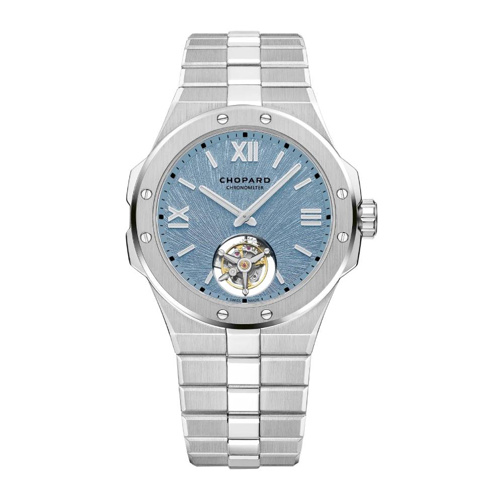 2025 Model Chopard Alpine Eagle Flying Tourbillon 41mm Watch - Ref: 298616-3003 - Blue Dial in Stainless Steel Bracelet