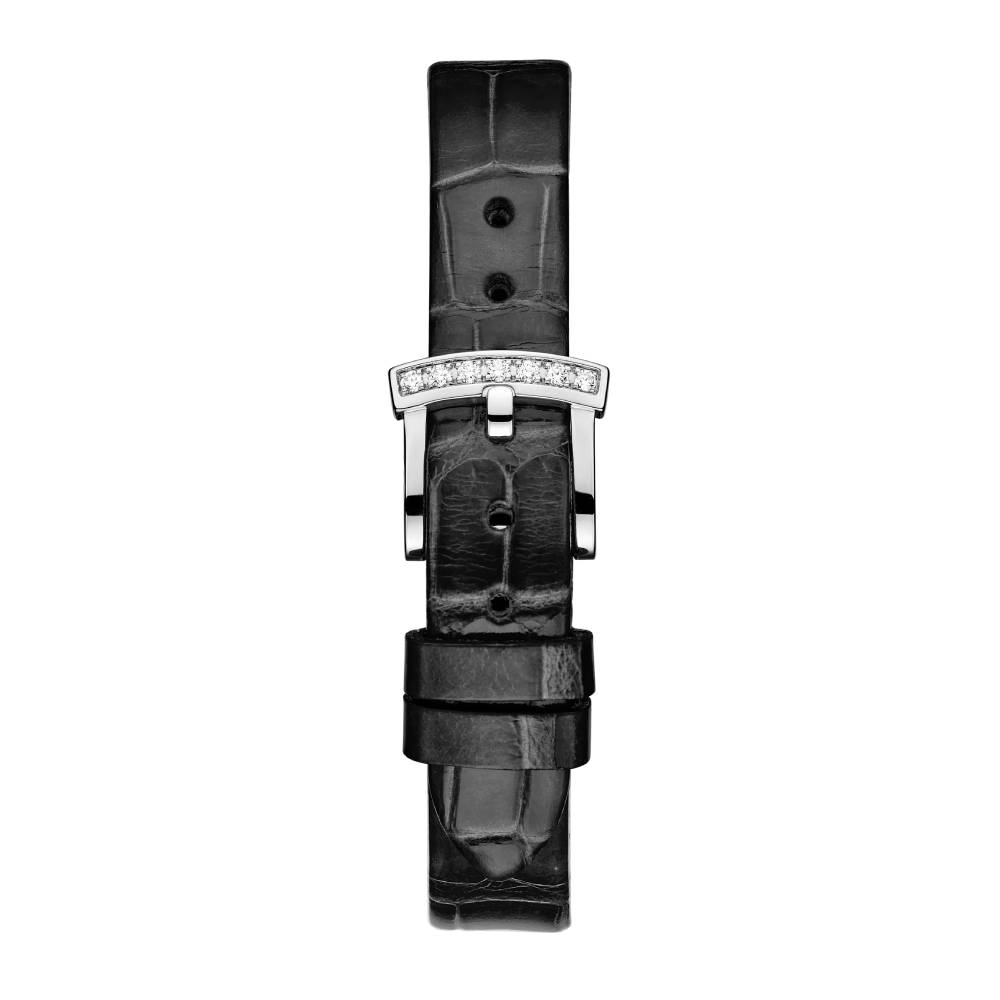 2025 Model Chopard L'Heure Du Diamant Round 26 mm Watch - Ref: 13A178-1302 - Diamond Dial in 18k White Gold Case, Black Leather Strap