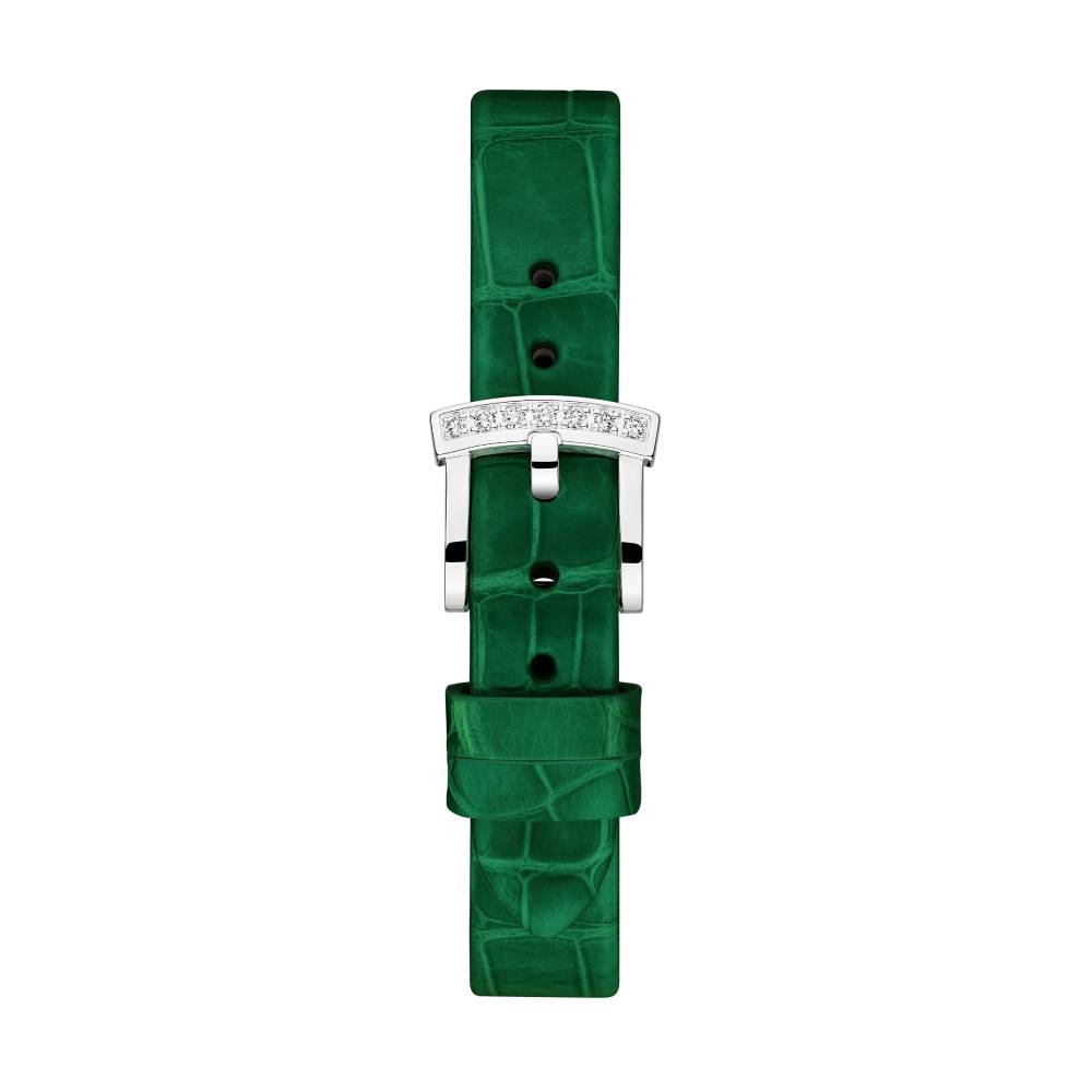 2025 Model Chopard L'Heure Du Diamant Round 26 mm Watch - Ref: 13A178-1310 - Green Dial in 18k White Gold Case, Green Leather Strap