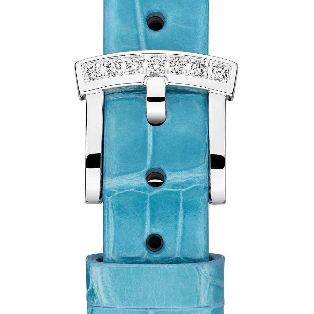 2025 Model Chopard L'Heure Du Diamant Round 26 mm Watch - Ref: 13A178-1315 - Blue Dial in 18k White Gold Case, Blue Leather Strap