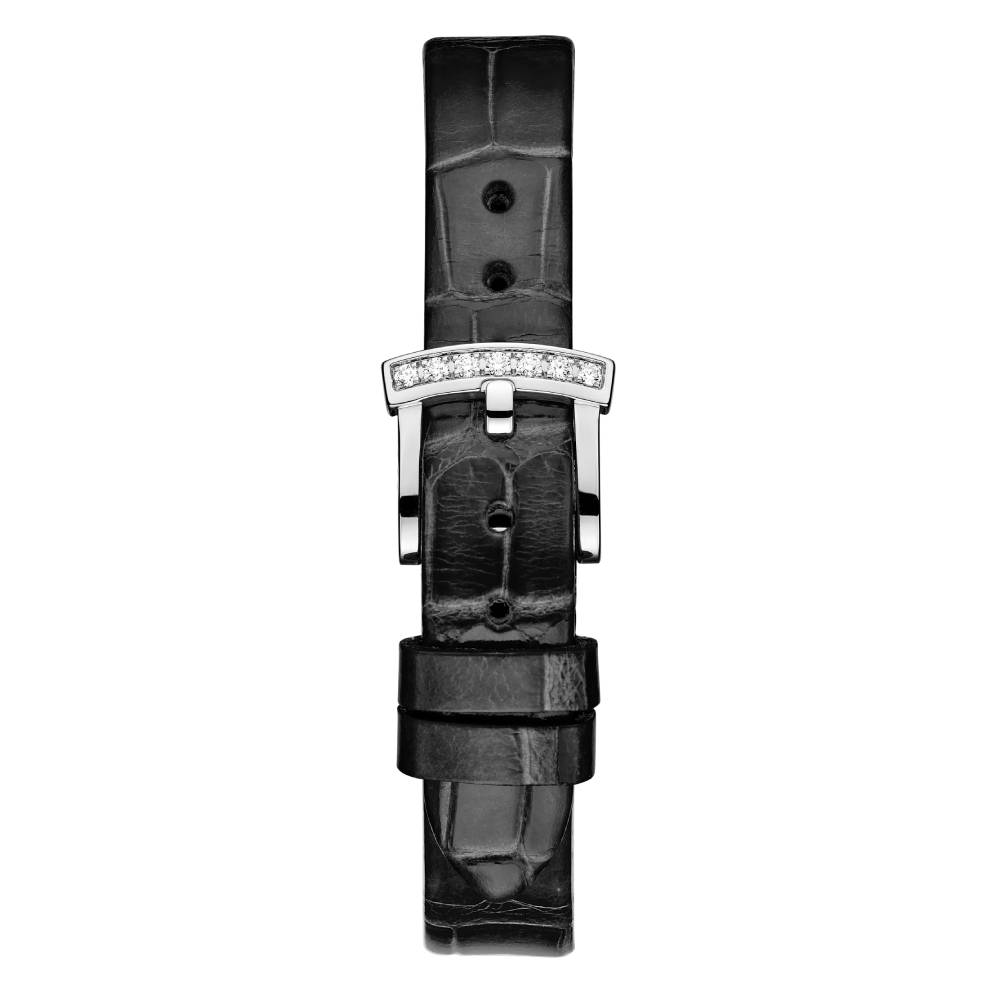 2025 Model Chopard L'Heure Du Diamant Round 26 mm Watch - Ref: 13A178-1318 - Black Dial in 18k White Gold Case, Black Leather Strap