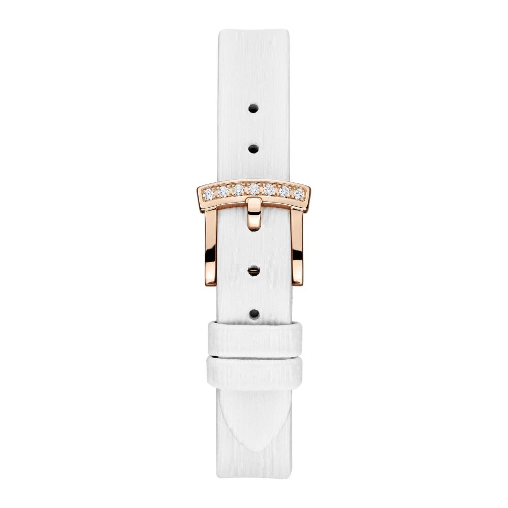 2025 Model Chopard L'Heure Du Diamant Round 26 mm Watch - Ref: 13A178-5317 - White Opal Dial in 18k Rose Gold Case, White Calfskin Strap