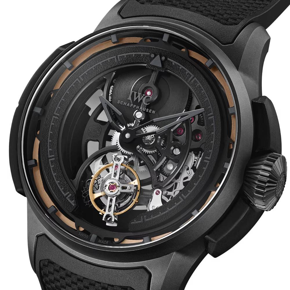 2025 Model IWC Big Pilot’s Watch Shock Absorber Tourbillon Skeleton XPL 44mm - Ref: IW357701 Black Dial in Ceratanium Case, Black Rubber